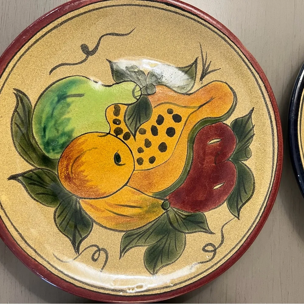 Vintage Mexican Dessert Bread Appetizers Plates Set Of 4 Fruit Hand Painted